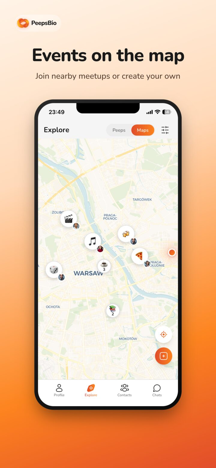 Events on the map — Peeps map view