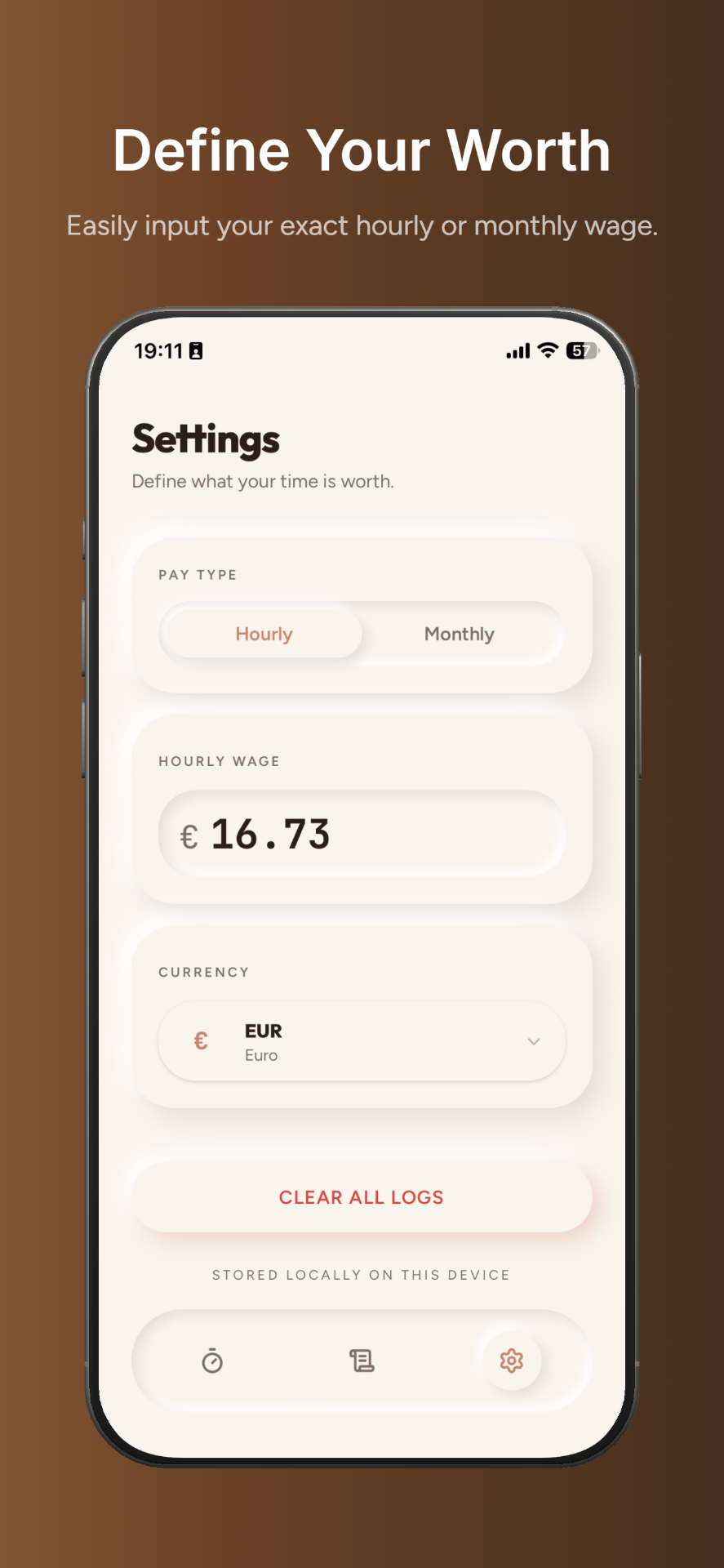 Define your worth — Flush wage settings