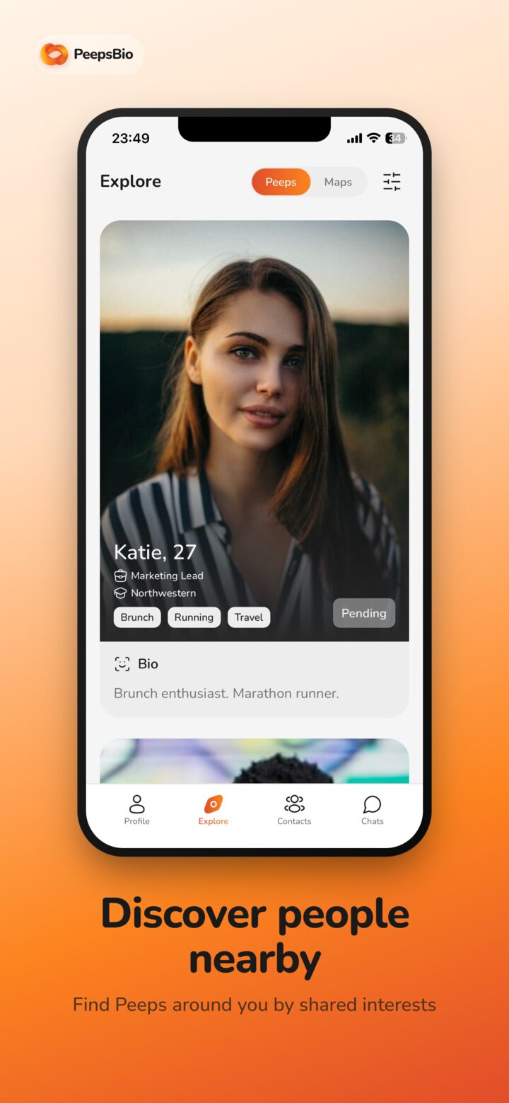 Discover people nearby — Peeps explore screen