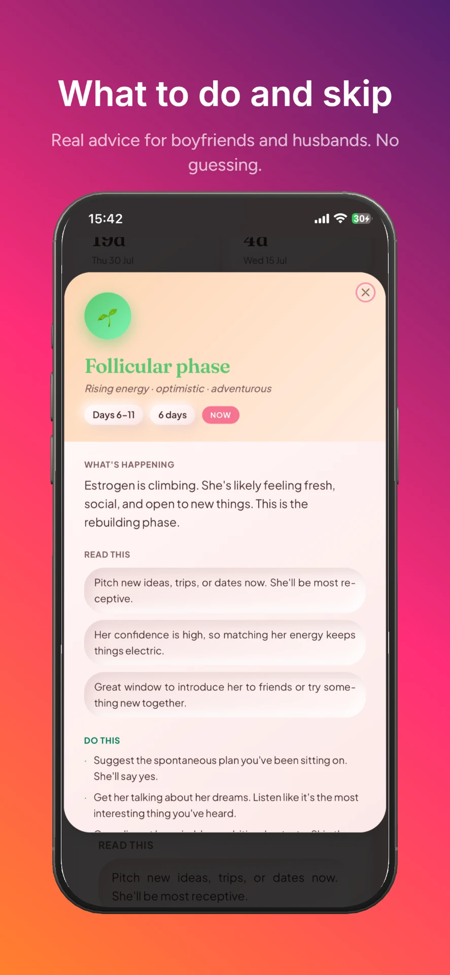 Weekly cues and insights — Period Tracker