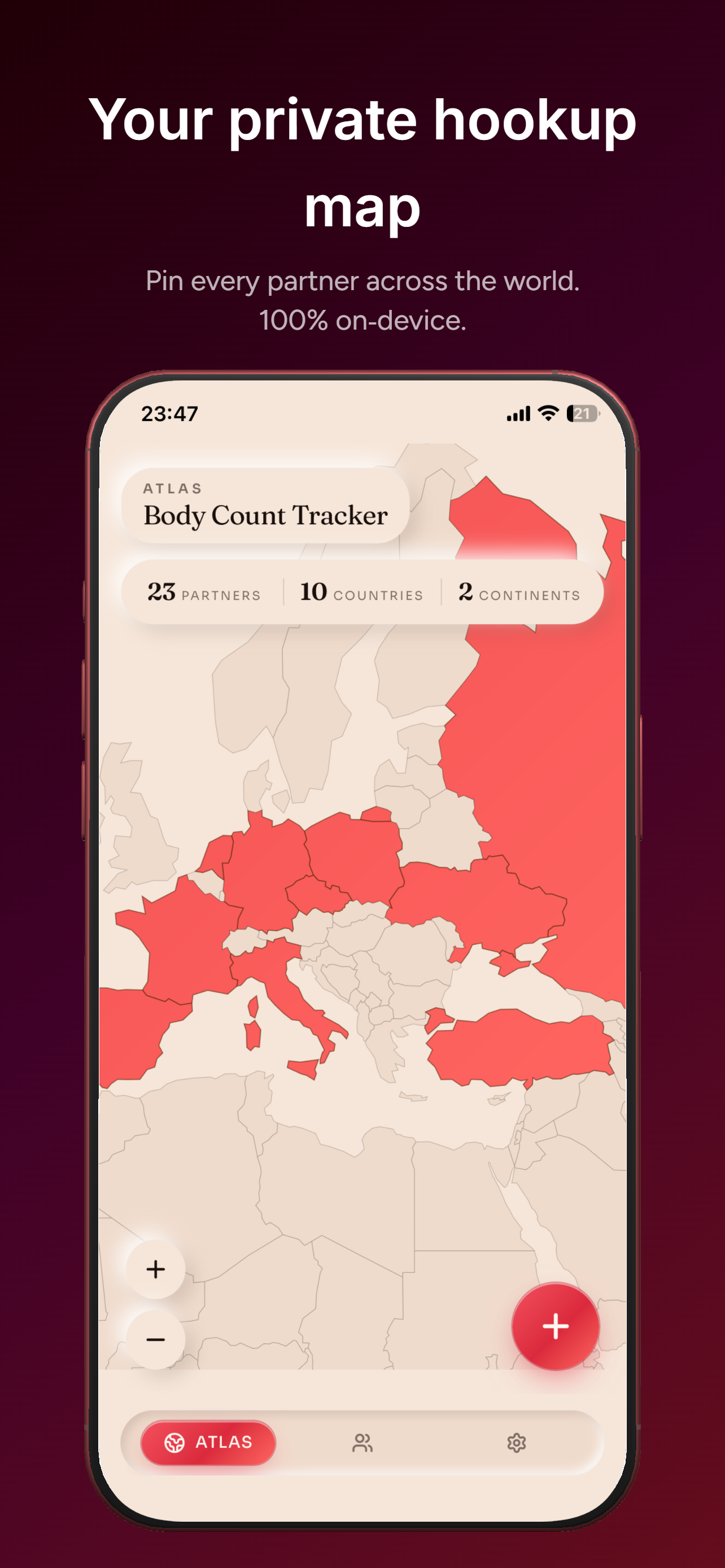 Your private hookup map — Atlas world map view